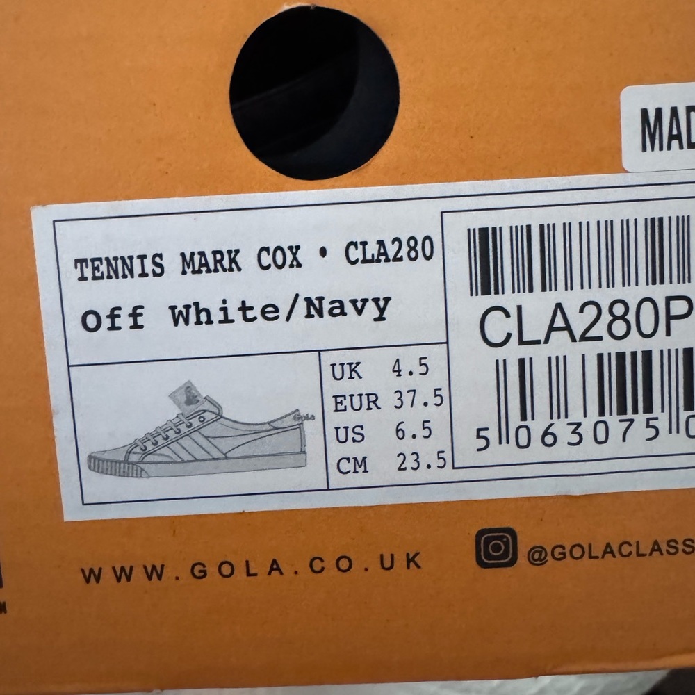 Gola Classic White and Navy Lace-Up Sneakers - Picture 6 of 6